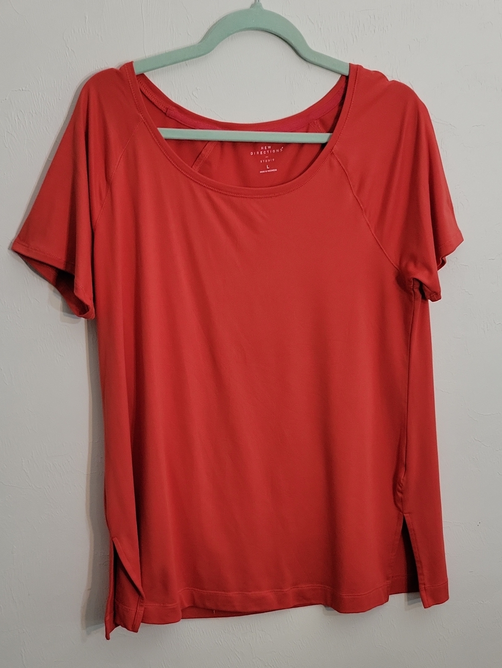 new directions Coral-Red Short Sleeve Scoop Neck Tee